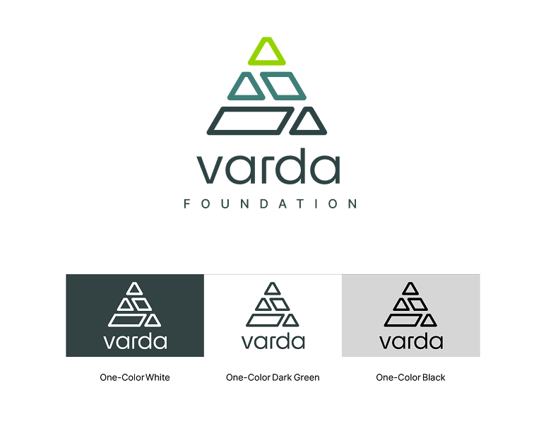 Varda primary logo with the three color variations