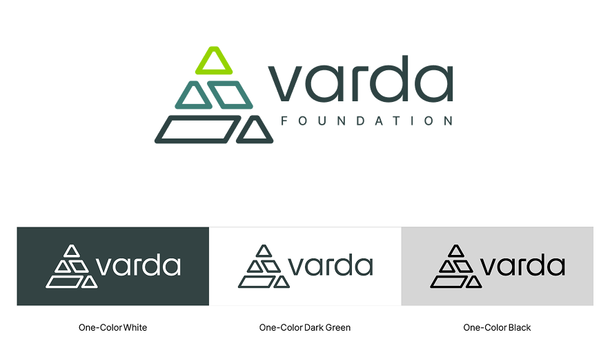 Varda secondary logo with the three color variations